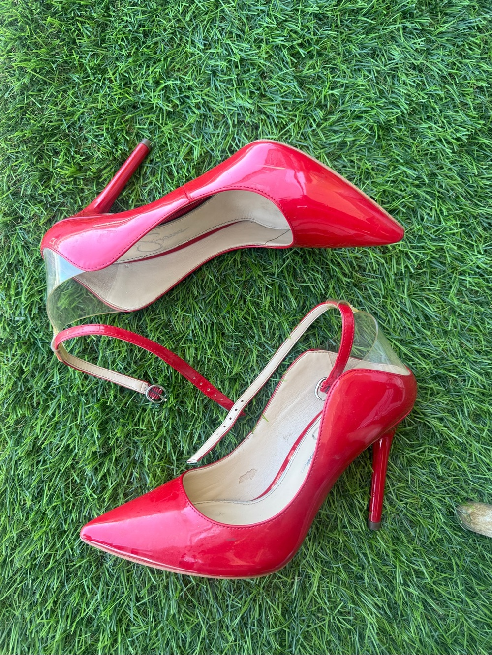 Red Patent Pointed-Toe Stiletto Pumps - Women's Jessica Simpson Size 8